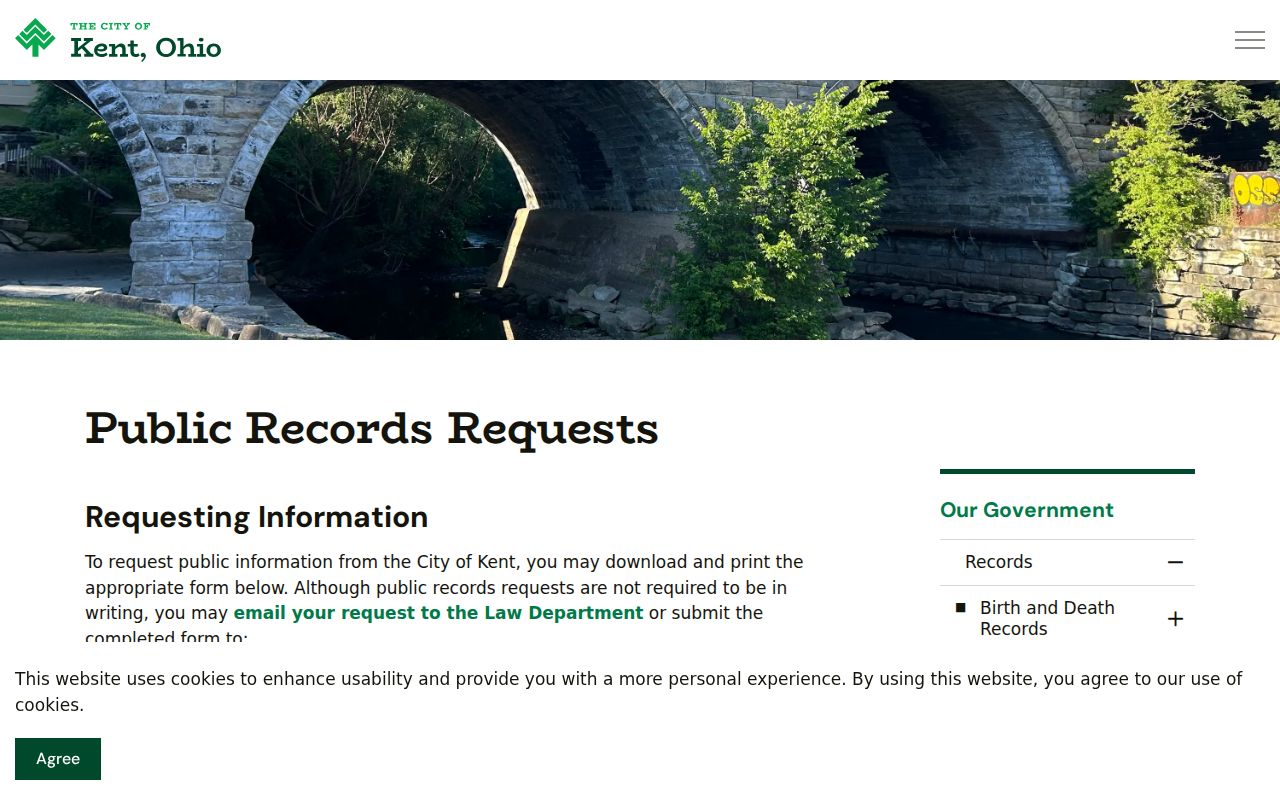 Kent residents directory public records request page