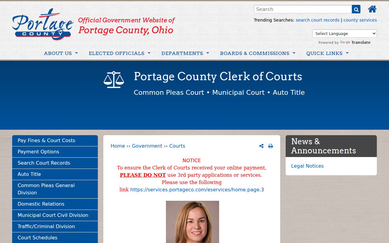 Kent residents directory Portage County Clerk of Courts record access
