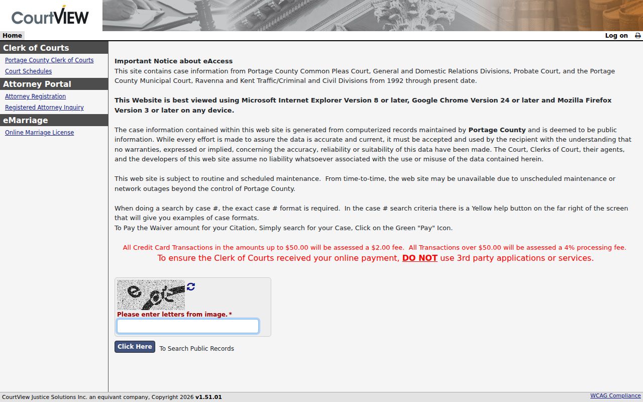 Kent residents directory Portage eServices CourtView case search