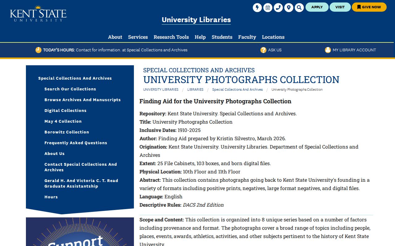 Kent previous residents University Photographs collection finding aid