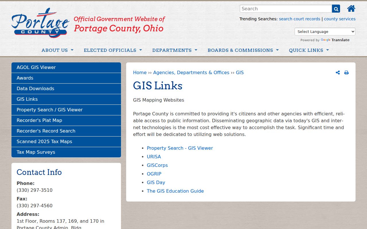 Kent street directory Portage GIS and tax map links